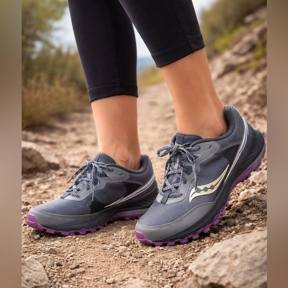 Saucony Women’s Aura TR Trail Running Shoes | Fossil & Grape | Size 7.5